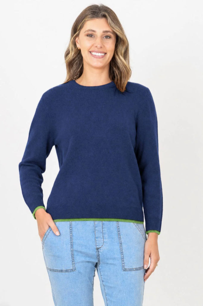 Ridge Wool Cable Sweater - Denim
