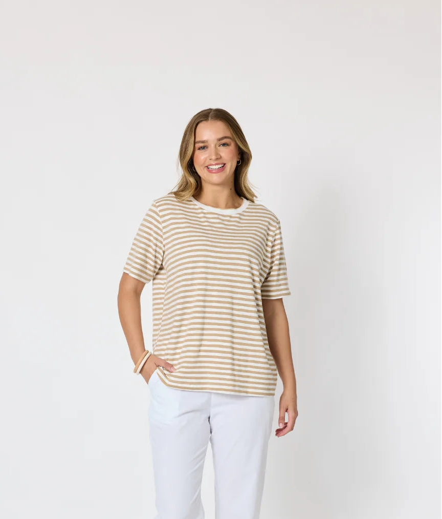 Charmed Stripe Tee By Threadz - Natural