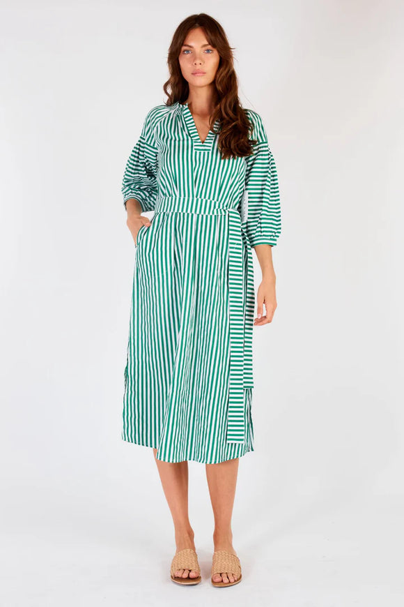 Sakanto Kaftan Dress By Itami - Green Stripe