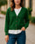 V-Neck 3 Button Cardigan - Green