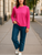 Fine Gauge Round Neck Sweater - Pink