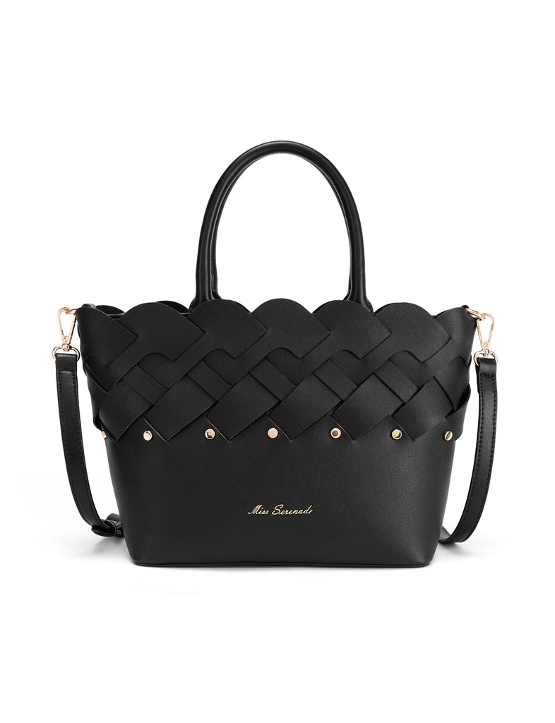 Catalina Woven Panel Grip Bag - Black