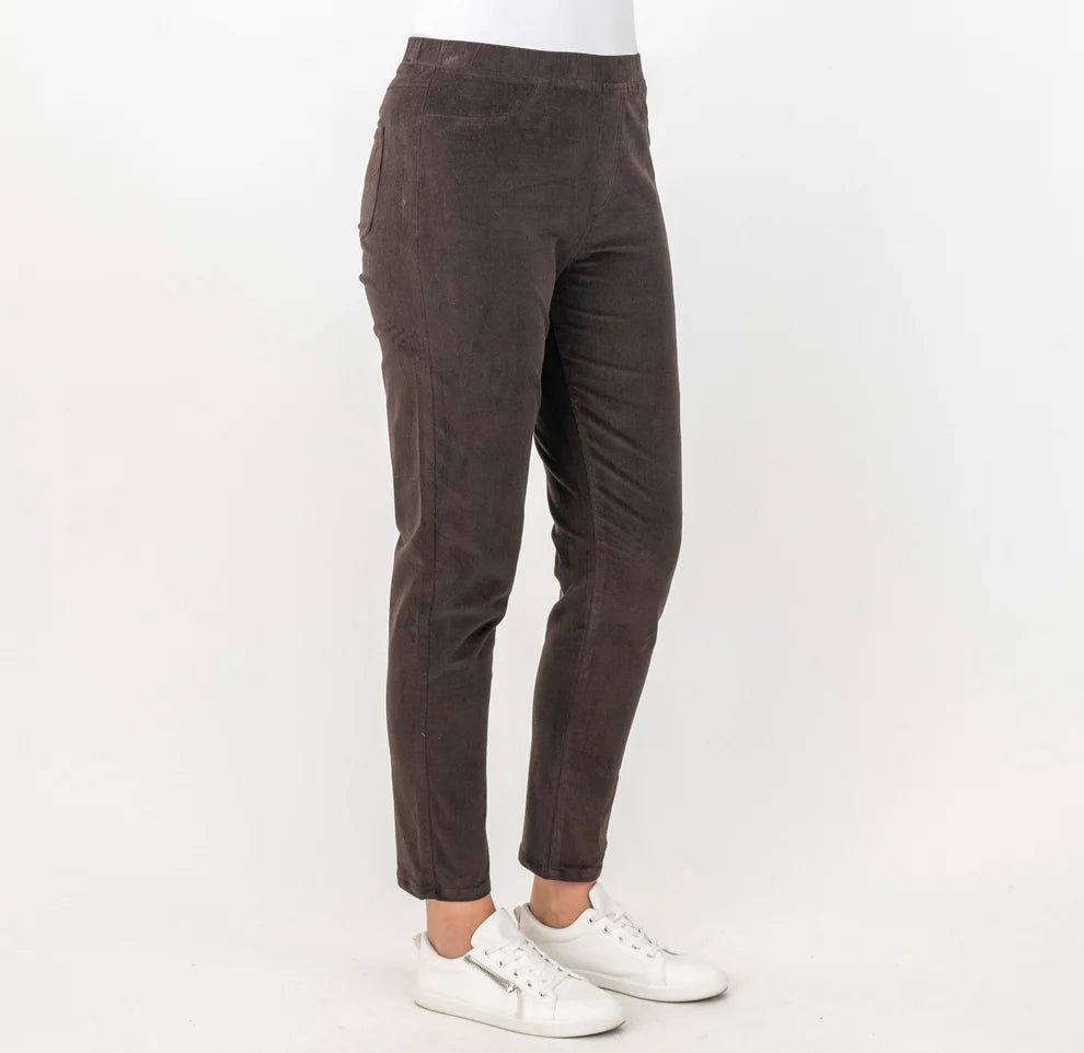 Vail Pull On Cord Pant By Maglia - Espresso