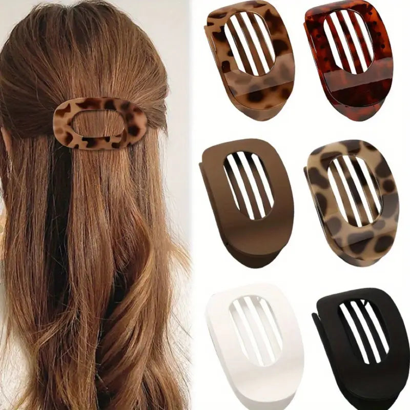 Flat Head Hair Clip - Orange Print