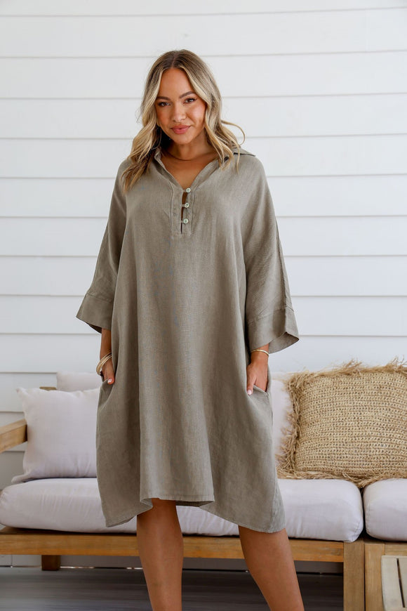 Autunno Linen Dress By Free Angel - Dune