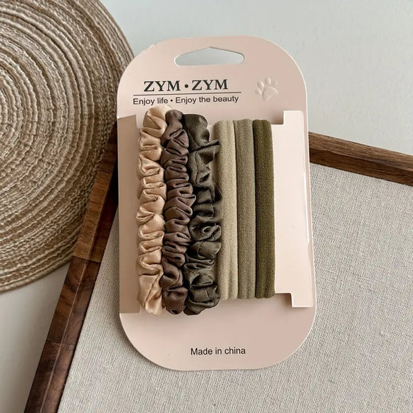 Elegant Fabric Hair Ties - Khaki