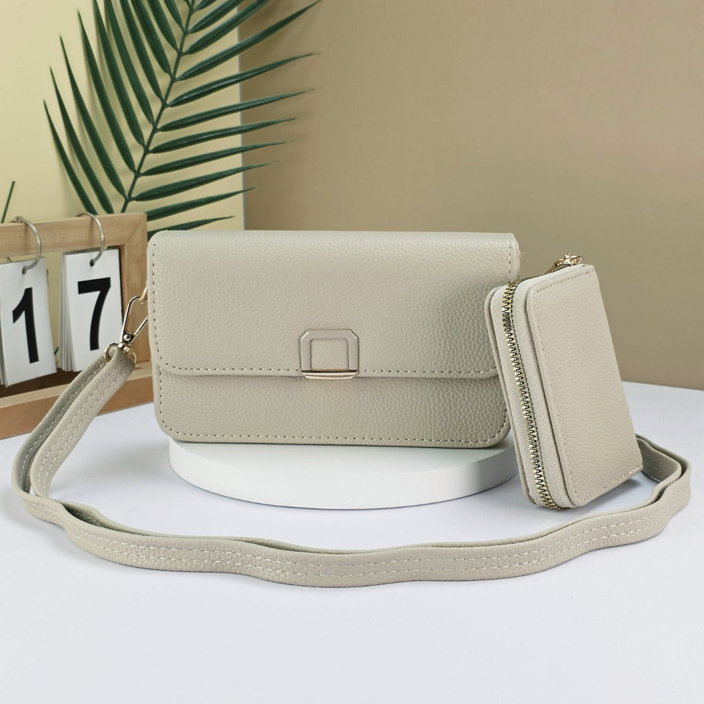 Crossbody Bag With Coin Purse - Beige