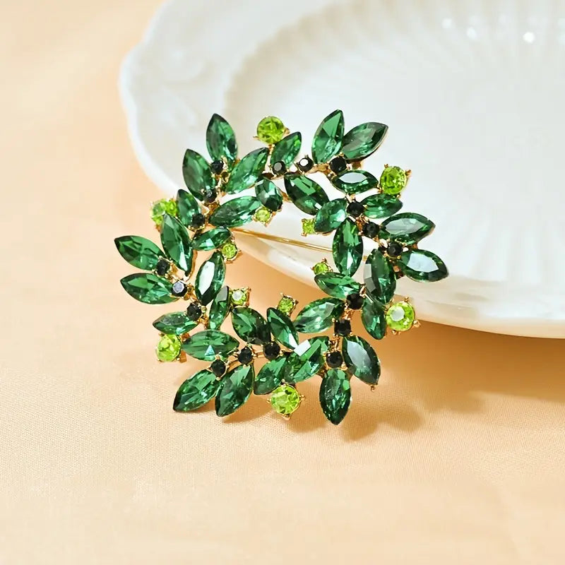 Vintage Crystal Wreath Brooch