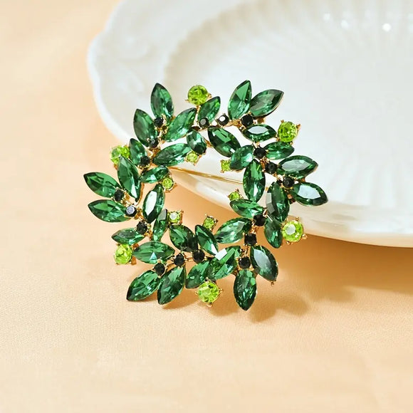 Vintage Crystal Wreath Brooch