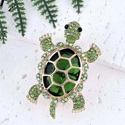 Turtle Brooch - Green