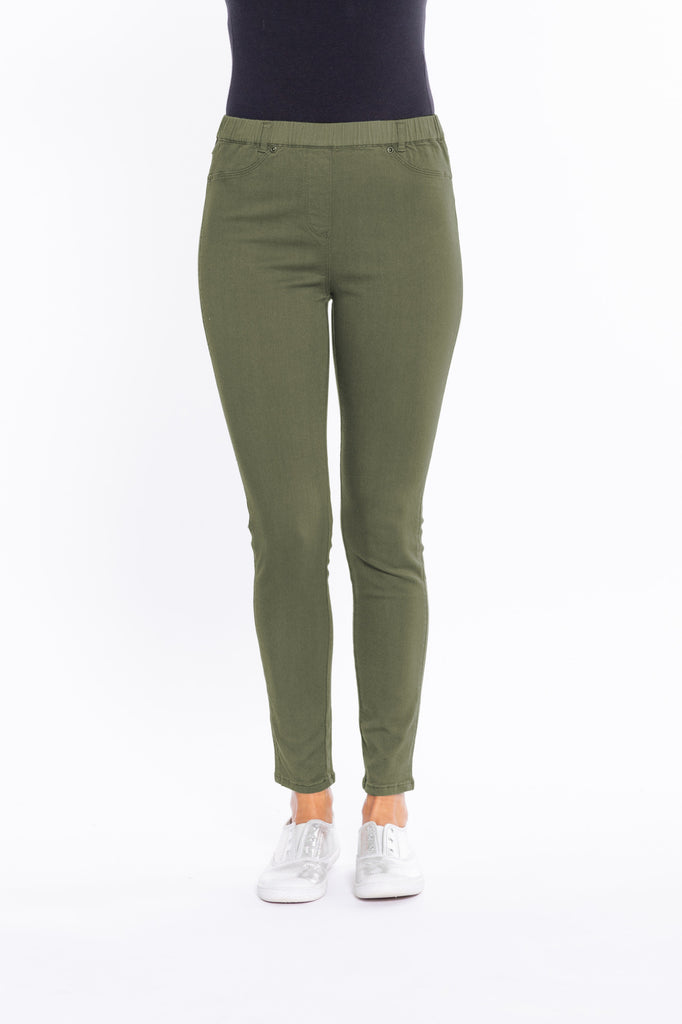 Full Length Pull On Jegging By Cafe Latte - Khaki