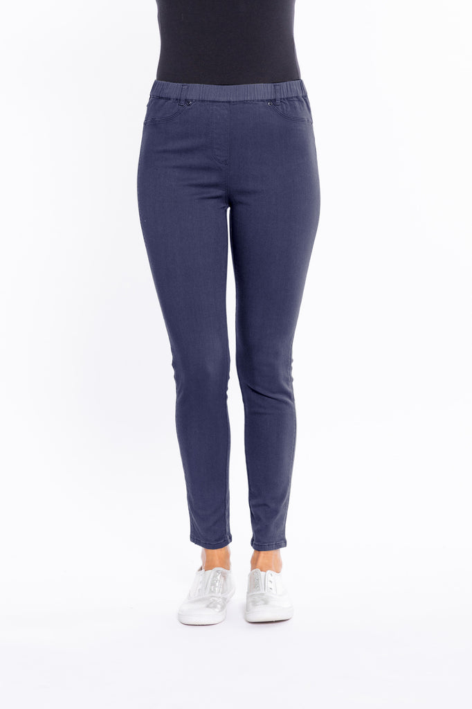 Full Length Pull On Jegging By Cafe Latte - Navy