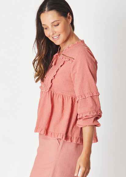 Rossa Spot Top By Luna Sky - Coral