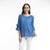 Essentials Frill Sleeve Cotton Top By Orientique - Nautical Blue