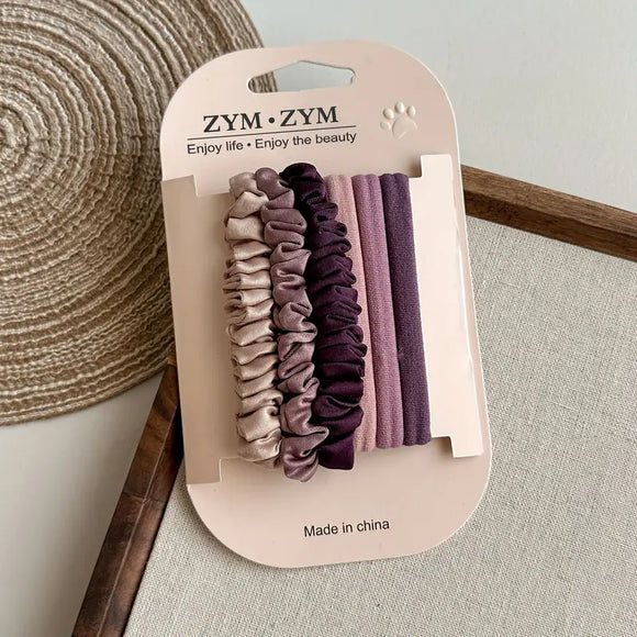 Elegant Fabric Hair Ties - Purple