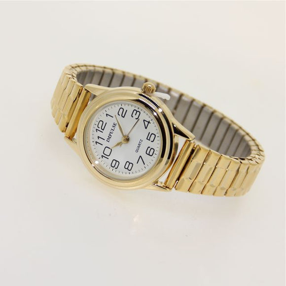 Ladies Metallics Stretch Watch - Gold