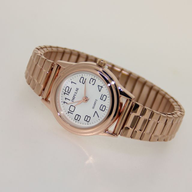 Ladies Metallics Stretch Watch - Rose Gold