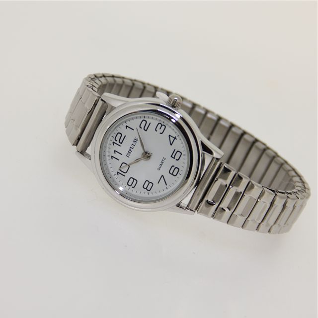 Ladies Metallics Stretch Watch - Silver