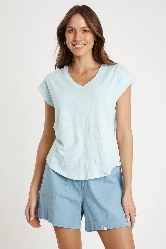 Vee Neck T-Shirt By Ibsa - Blue