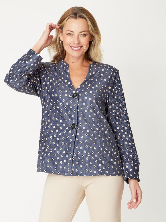 Crinkle Cord Jacket By Cordelia St - Grey