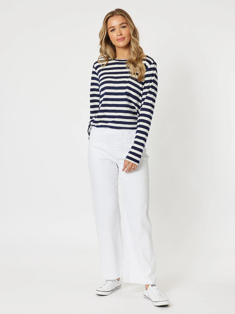 Maddy High Rise Wide Leg Jean - White