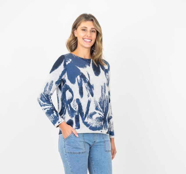 Rozz Jacquard Knit Jumper - Denim