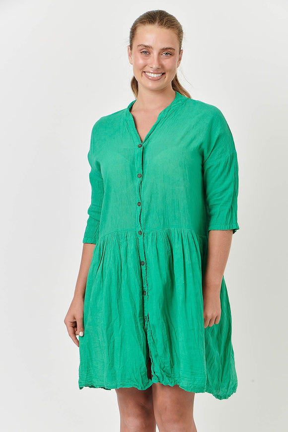 Crinkle Cotton Dress By Namastai - Emerald