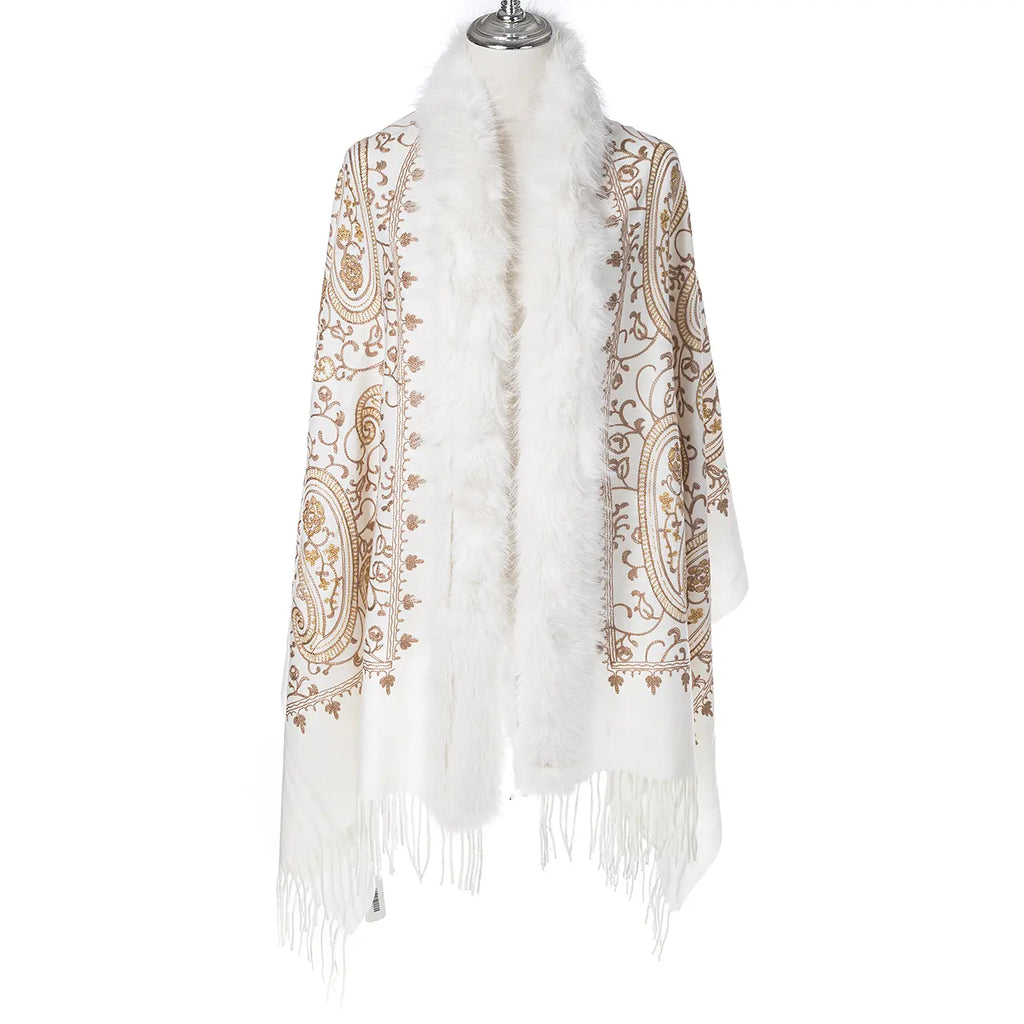 Wrap With Fur - White
