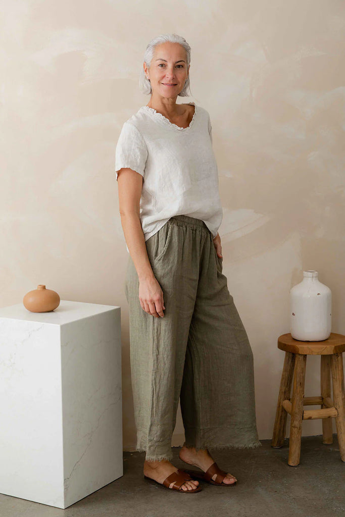 Tara Linen Pants - Slate