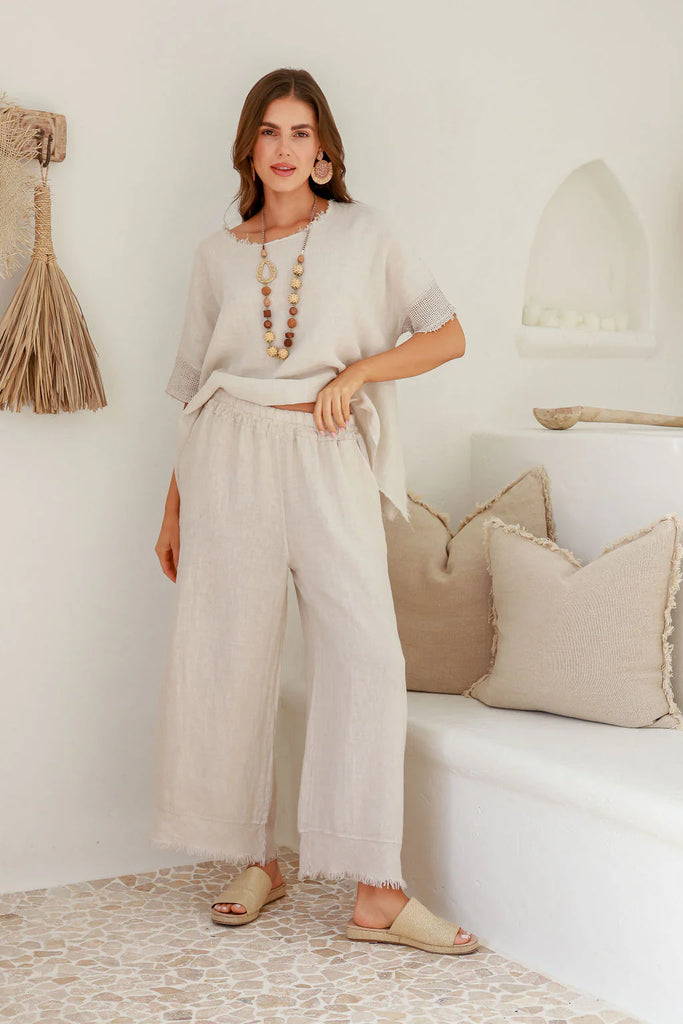 Tara Linen Pants - Sand