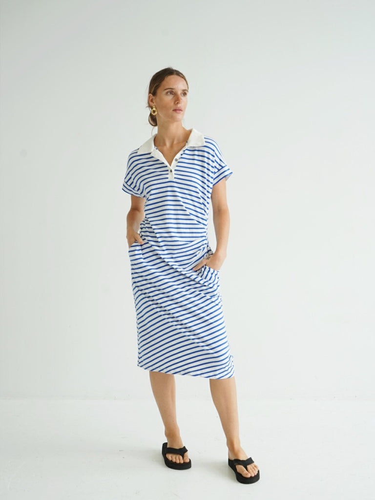 Felicity Striped Dress - Navy