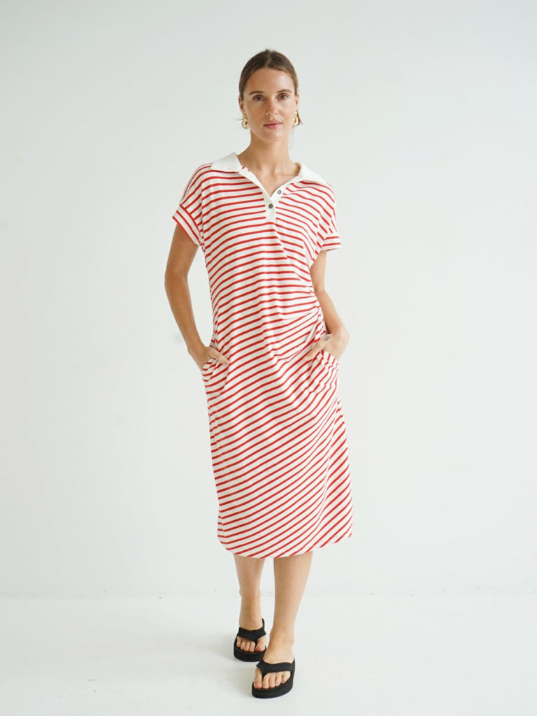 Felicity Striped Dress - Red