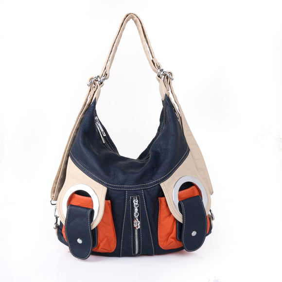 The 3 Way Handbag - Blue/Apricot