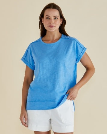 Shirley Short Sleeve Tee By Betty Basics - Blue