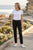 Full Length Stretch Denim Pants By Cafe Latte - Black