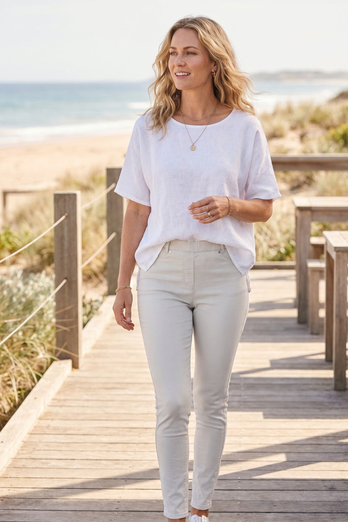 Full Length Pull On Jegging By Cafe Latte - Stone