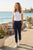 7/8 Stretch Denim Pants By Cafe Latte - Navy