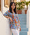 Tina V Neck Pleated Top By One Summer - Tropical Foliage