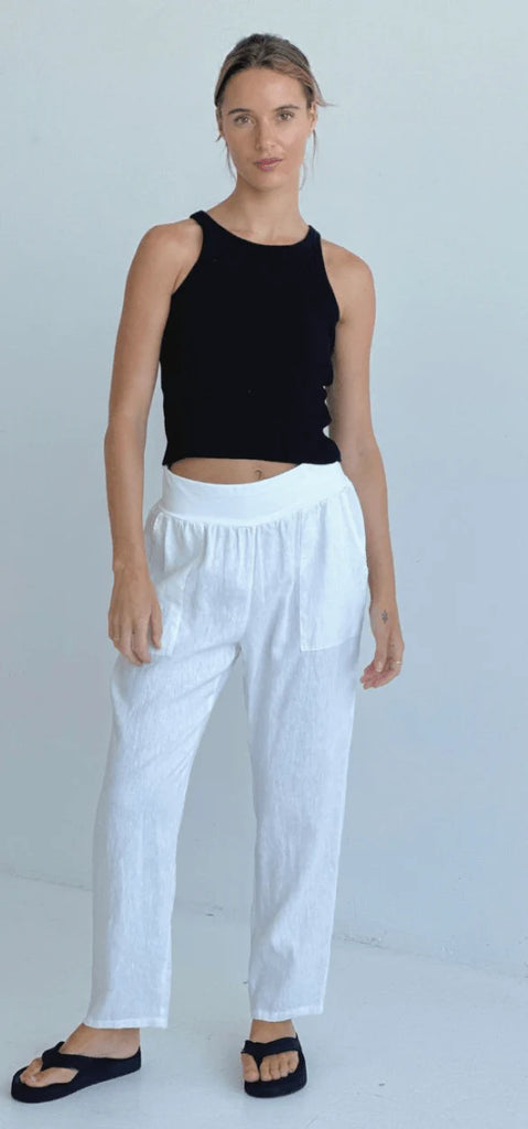 Sybil Linen Pants - White